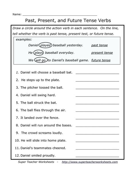 English Grammar Tenses Worksheets For Class