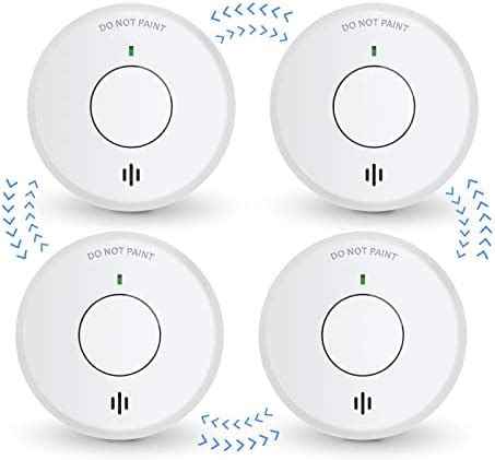 Ecoey Smoke Alarm Wireless Interconnectable Fire Alarm With Built In