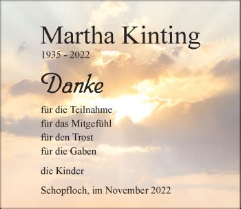 Traueranzeigen von Martha Kinting Schwarzwälder Bote Trauer