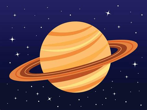 Saturno Planeta Vector Ilustración Aislado En Oscuro Cielo Con Estrellas Antecedentes Saturno