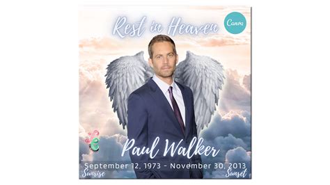 RIP Angel Wings Instagram Template canva Template Digital Memorial Rest in Peace Add Photo for ...