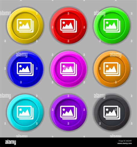 Images Jpeg Photograph Icon Sign Symbol On Nine Round Colourful