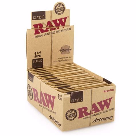 Raw 1 14 Size Artesano Natural Unrefined Rolling Papers Tips Tray