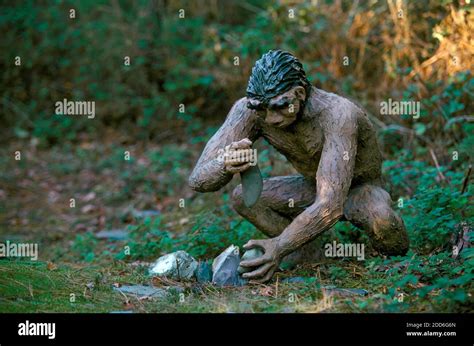 Prehistory Prehistoric Man Making Fire With Stones Stock Photo Alamy