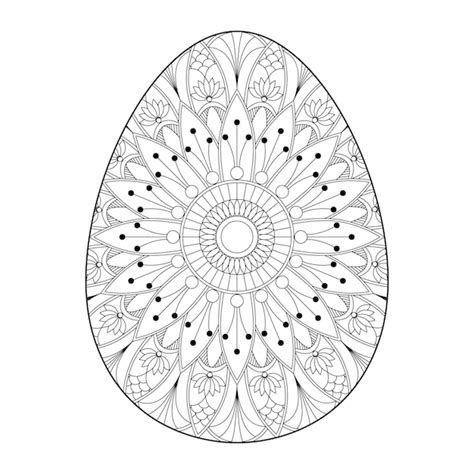 Oeuf De Pâques Vectoriel Avec Motif Floral Coloriage Vecteur Premium