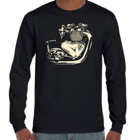 Long Sleeve Triumph Engine T Shirt Vintage Motorcycle Bonneville Motor