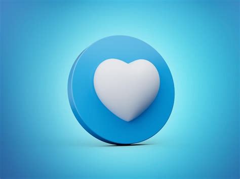 Premium Photo Blue Like Heart Icon Sign Or Favorite Social Love Media