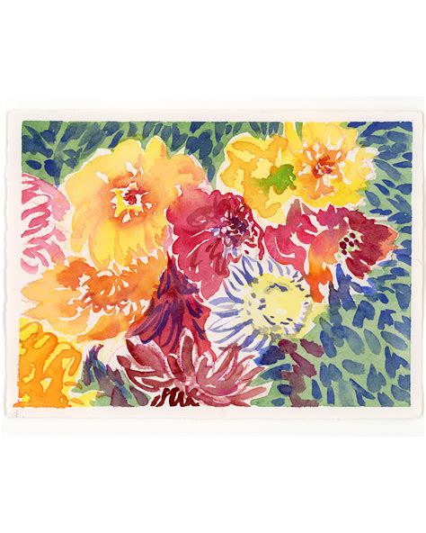 Mixed Dahlias, Watercolor, Unframed — Elizabeth Floyd