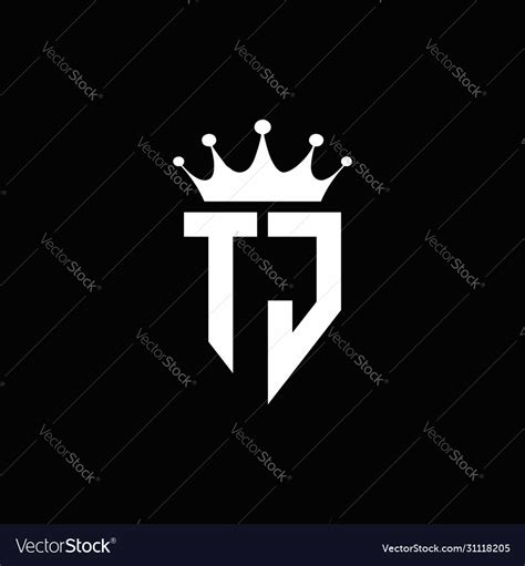 Tj logo monogram emblem style with crown shape Vector Image