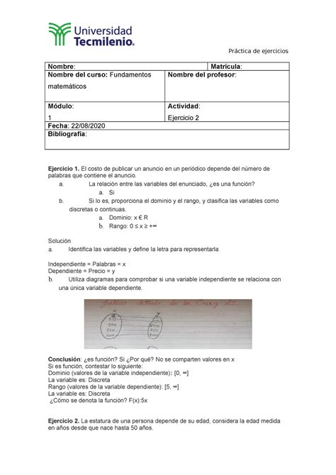 Ejercicio Fundamentos Matematicos Tecmilenio Modulo Pr Ctica De