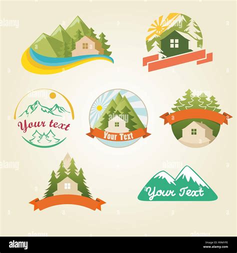 Mountain nature house logo collection, vector illustration Stock Vector ...