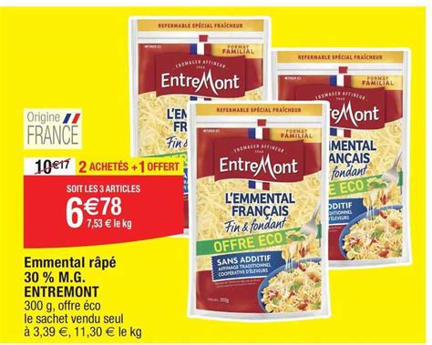 Promo Emmental Râpé 30 M g EntreMont chez Migros France iCatalogue fr