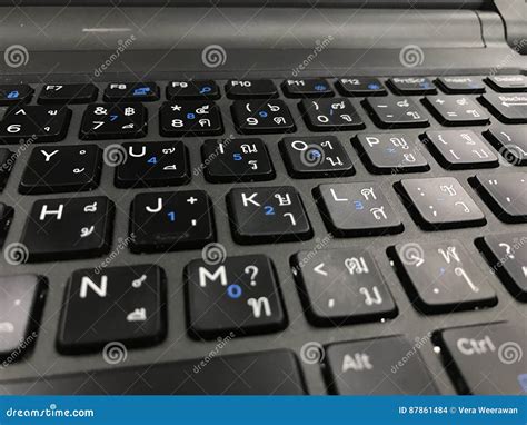 English and Thai Laptop Keyboard Stock Photo - Image of workplace, work ...