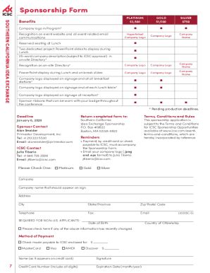 Fillable Online Sponsorship Form Fax Email Print PdfFiller