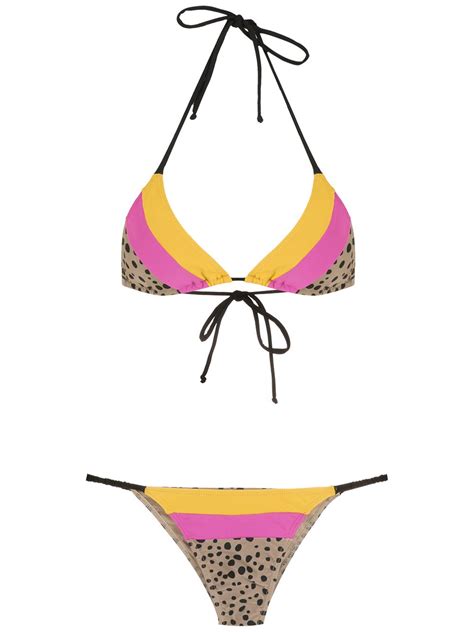 Triya Mixed Print Bikini Set Farfetch