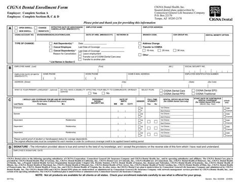 Cigna Dental Enrollment Form Fill Out Printable PDF Forms Online