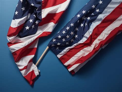 Premium AI Image Patriotic Pride With Two American Flags On Blue