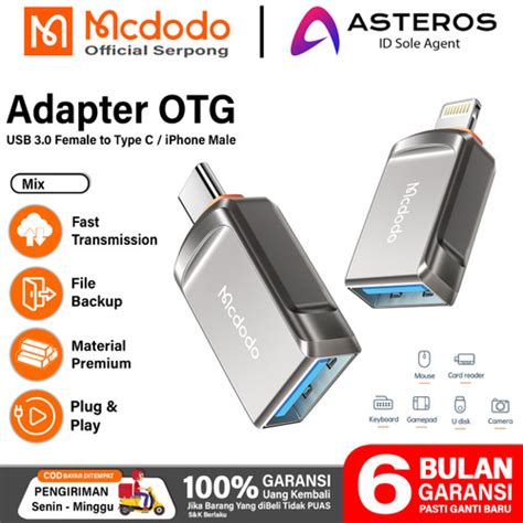 Jual Mcdodo Adapter Otg Iphone Lightning Type C To Usb Data