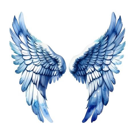 Premium Photo Blue Watercolor Angel Wings Isolated On White Background