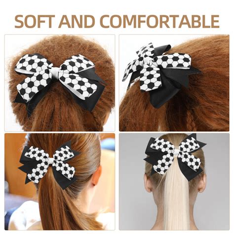 4pcs Elastic Hair Bows Ties Soccer Bows Ponytail Scrunchies Stretch