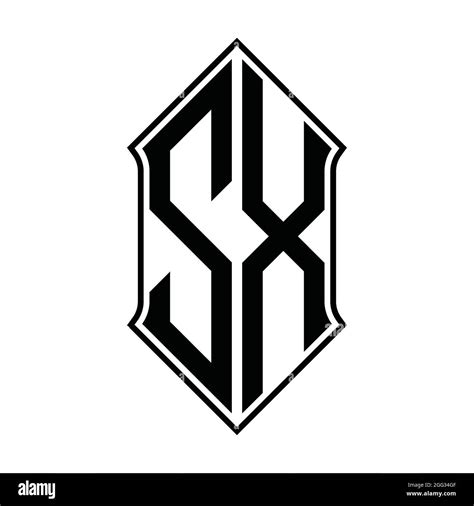 SX Logo Monogram With Shieldshape And Black Outline Design Template