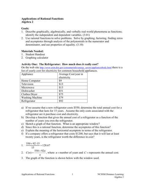 Applications of Rational Functions