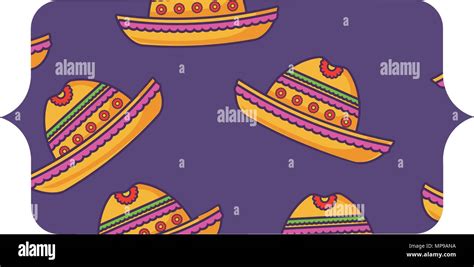 Banner With Mexican Hat Pattern Over White Background Vector