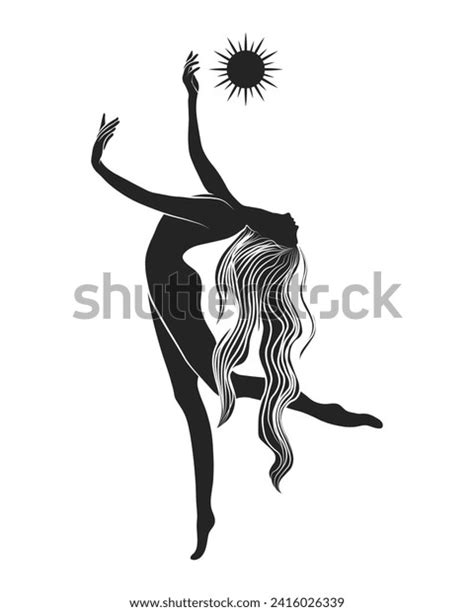 Silhouette Naked Woman Symbol Sun On Stock Vector Royalty Free