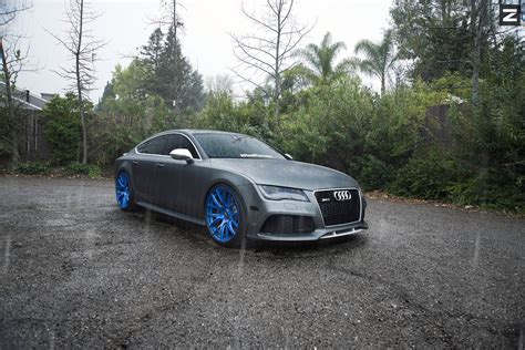 Asphalt Gray Audi S7 Looking Extremely Stylish On Gloss Blue Zito