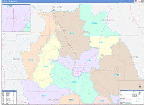 Coffee County, GA Wall Map Color Cast Style by MarketMAPS - MapSales