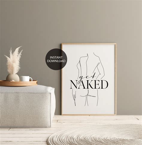 Get Naked Wall Art Sign Get Naked Poster Line Drawing Print Etsy