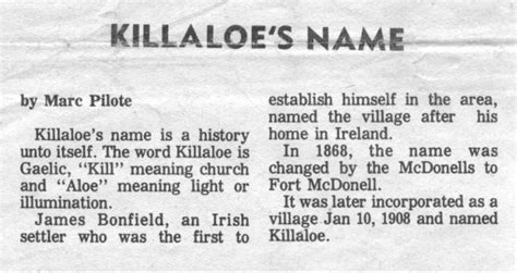 Killaloe Written History – Killaloe District Public Library