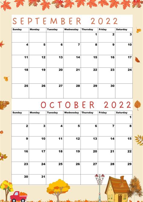 September 2022 Calendar Printable October 2022 Calendar Etsy