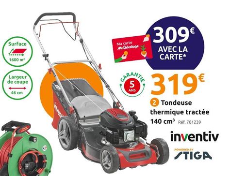 Promo Inventiv tondeuse thermique tractée t14046ts chez Mr Bricolage