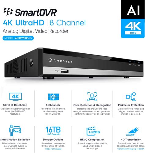 Amcrest K Channel Ai Dvr Security Camera System Recorder Smart