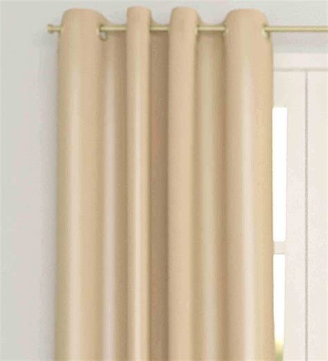 Buy Beige Solid Polyester Ft Blackout Eyelet Door Curtain By The