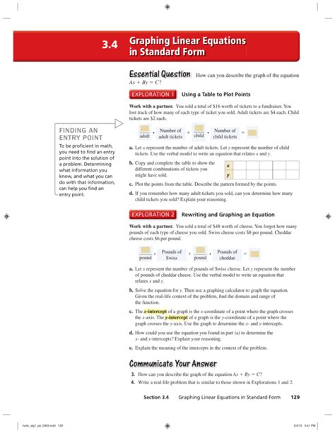 Alg1 03 04 Graphing Linear Functions In Standard Form