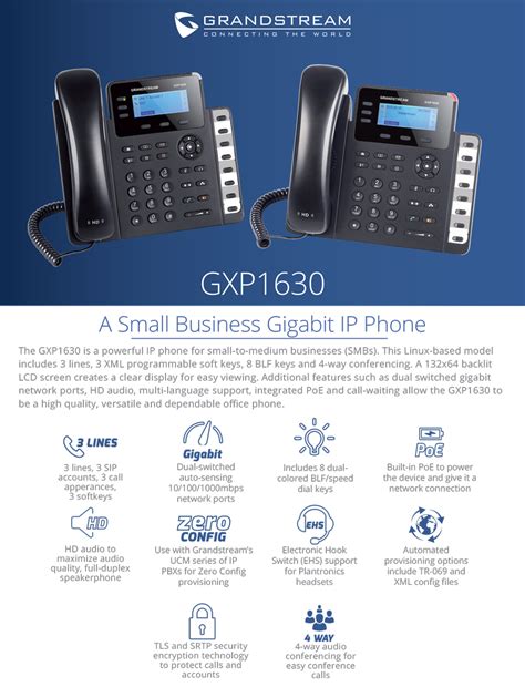 Grandstream GXP1630 HD PoE 3 Line IP Phone