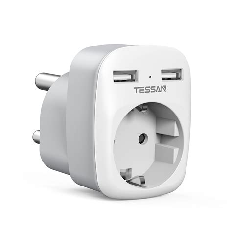 TESSAN Adaptateur Prise Afrique Du Sud Avec 2 USB Prise Afrique Du Sud