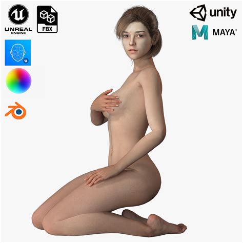 D Model Naked Korean Girl Game Ready VR AR Low Poly CGTrader