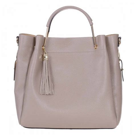 Geanta Din Piele Naturala Nude Inchis Debra