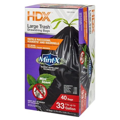 Reviews For HDX 33 Gal Black Rodent Repellent Drawstring Trash Bags