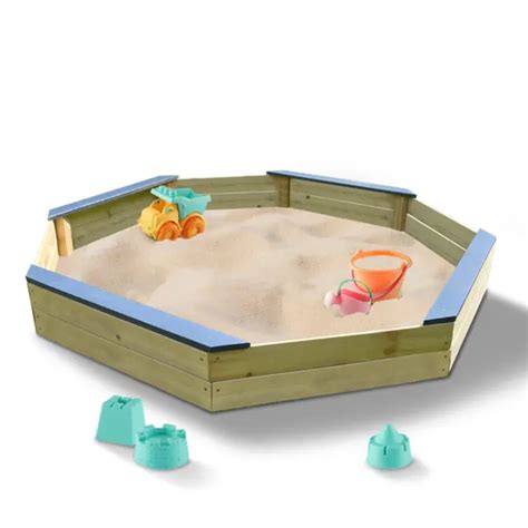 Wooden Sandbox Kids Outdoor Octagon Sandpit Children Playset Garden