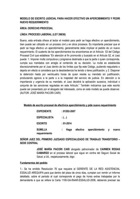 Modelo Escrito Judicial De Apercibimiento Pdf