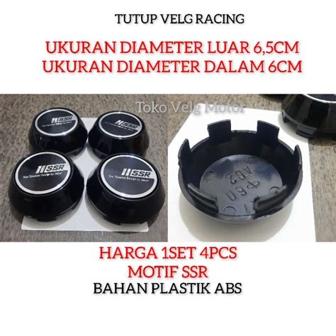 Jual Dop Roda Tutup Velg Racing Kerucut Hitam Diameter 6 5cm Motif SSR