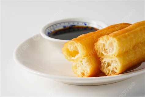 Fried Dough Sticks Soy Milk Traditional Breakfast Close Up Background ...