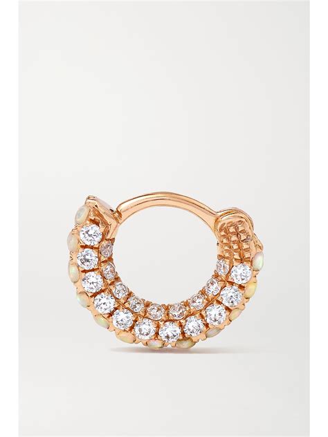 Rose Gold Mm Karat Rose Gold Opal And Diamond Hoop Earring Maria