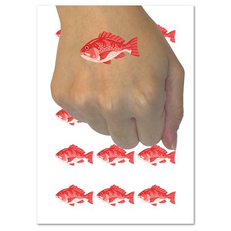 Red Snapper Fish Seafood Water Resistant Temporary Tattoo Set Fake Body