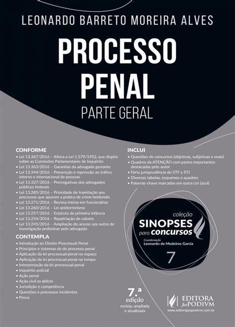 Processo Penal Parte Geral Vol Colecao Sinopses Para Concursos