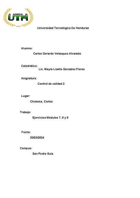 Tarea Tercer Parcial Espero Les Sirva Universidad Tecnol Gica De